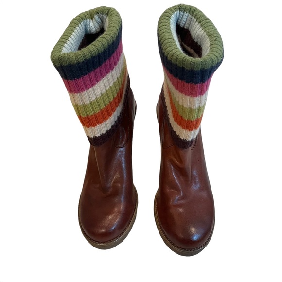 Coach Brown Laurette Leather Sweater Knit Boots, Sz 6.5 - Picture 5 of 15